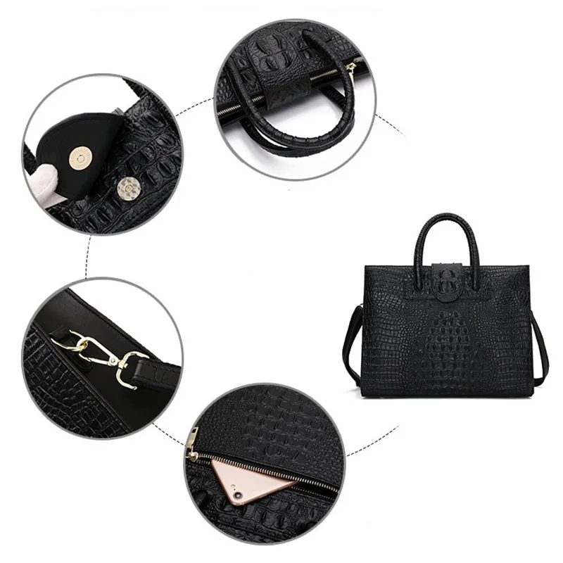 XMESSUN New Trendy Crocodile Pattern Commuter Handbag for Women,Fashion Designer Female Soft Leather Shoulder Crossbody Bag