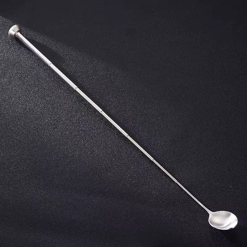 

1pcs Stainless Steel Retractable Bar Spoon Bartender Cocktail Mixing Spoon Telescopic Extendable Long Spoon Pocket