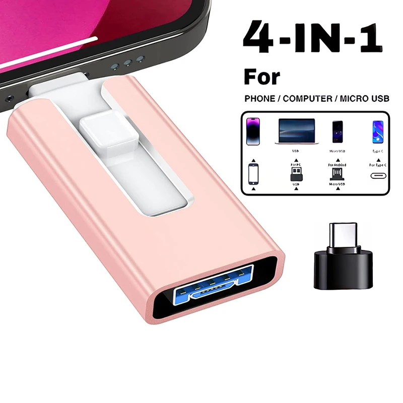 4in1 OTG Falsh Drive 512 GB for iPhone USB 3.0 Flash Drive 2TB 1T Android TYPE-C Pen Drive Mobile Micro USB Memory Stick Drive