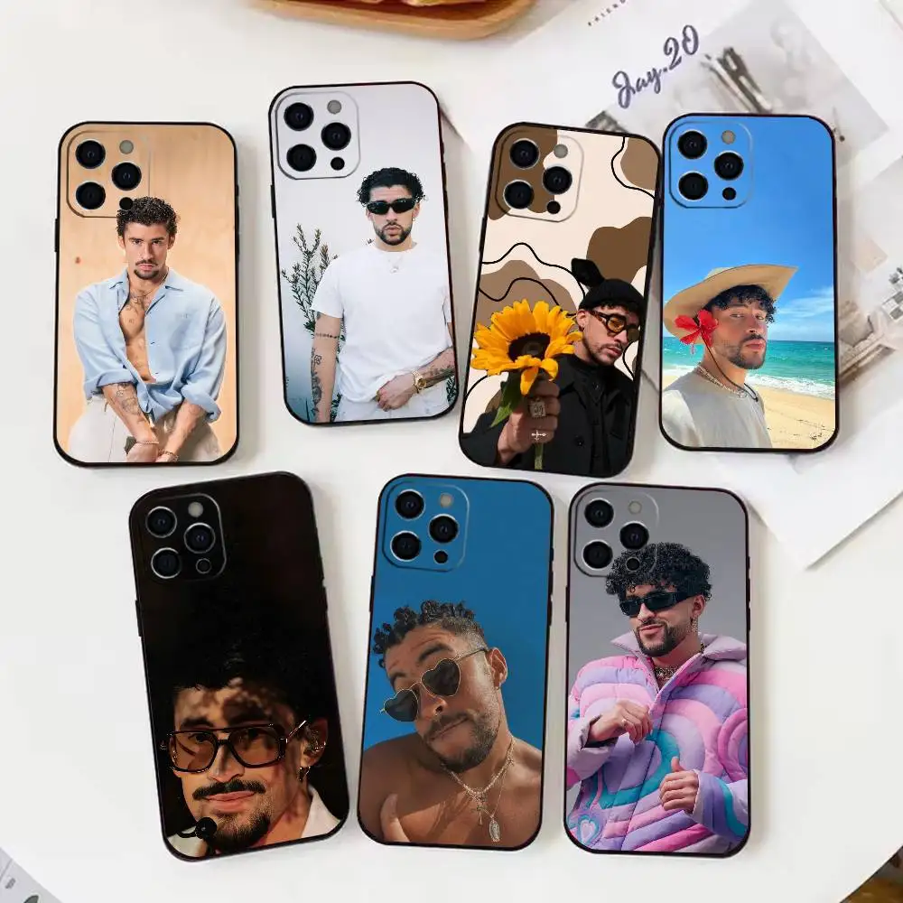 

1PC Singer Bad Bunny Phone Case Silicone Soft For IPhone 17 16 15 14 13 12 11 X XR Plus Pro Max Plus