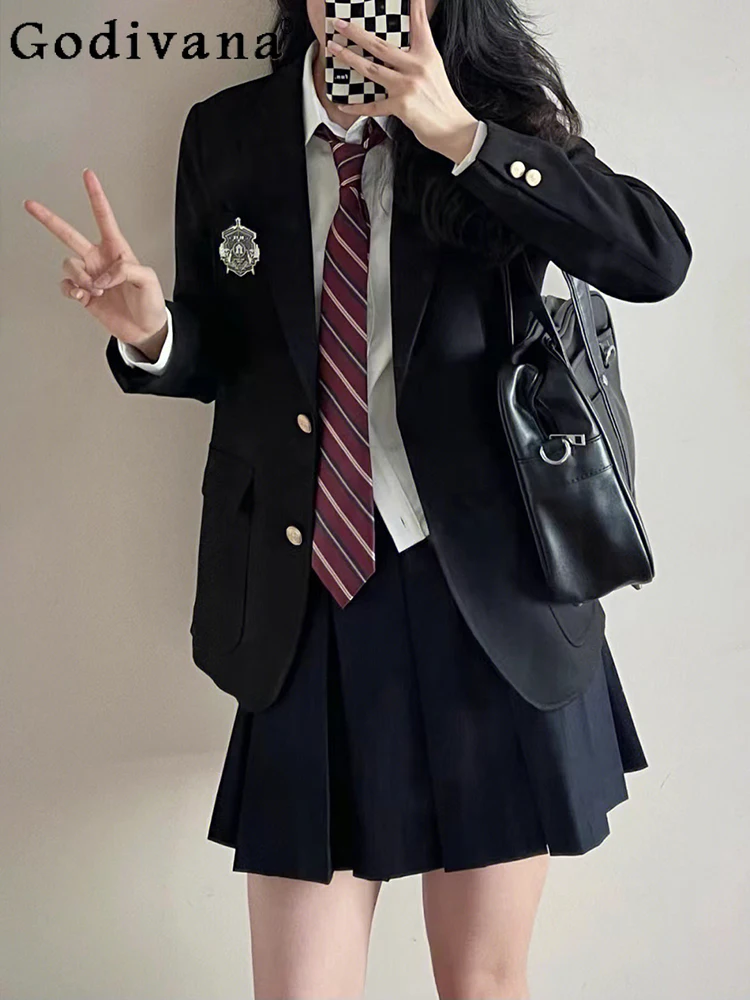 

Japanese Jk Suit Autumn Winter College Loose Long Sleeve Shirt Sweet Girls Versatile Age-reducing Skirt Playful Three-piece Sets