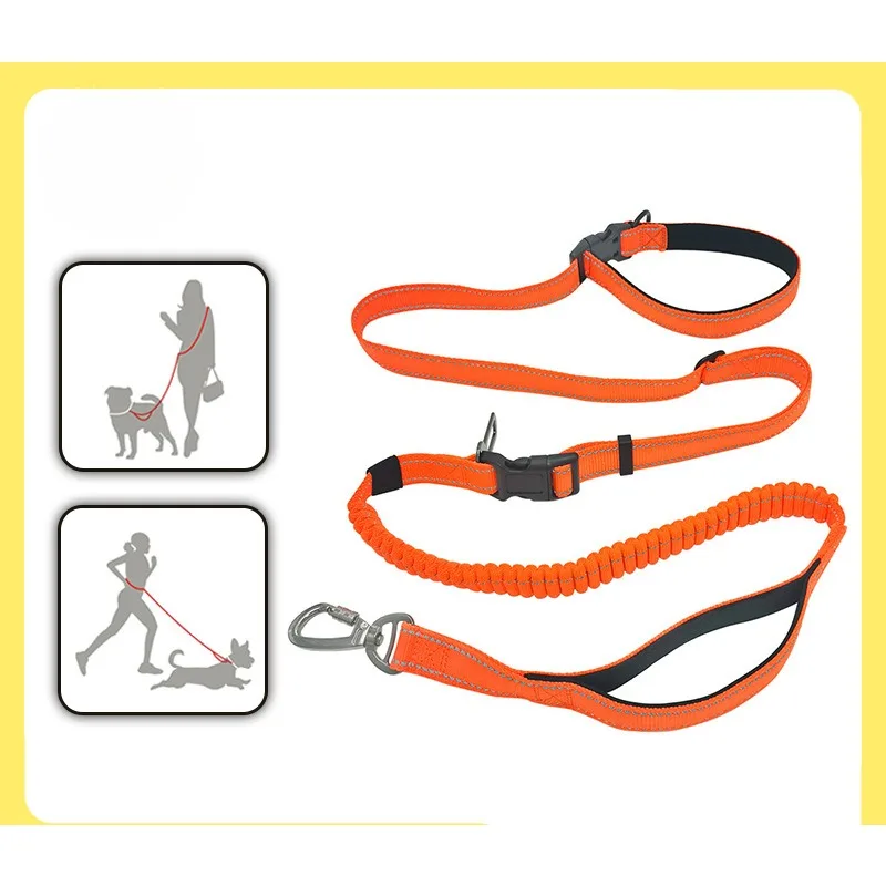 

Hands Free Dog Leash 6 in 1 Waist Dog Lead Adjustable 8Ft Bungee Dog Leash with Nylon Double Handle for Walking/Running/Training