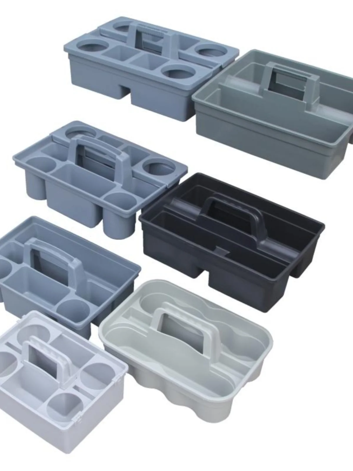 Plastic Handheld Hotel Cleaning Basket Three Grids Car Storage Box Desktop Organizer Tool Bag Vehicle Cargo Carrier