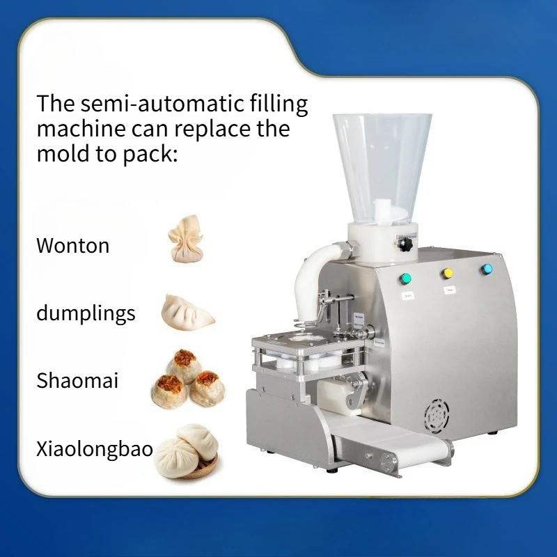 Máquina comercial semiautomática para rellenar dumplings, máquina de acero inoxidable para cocinar trigo, multifuncional para wontons y xiaolongbao