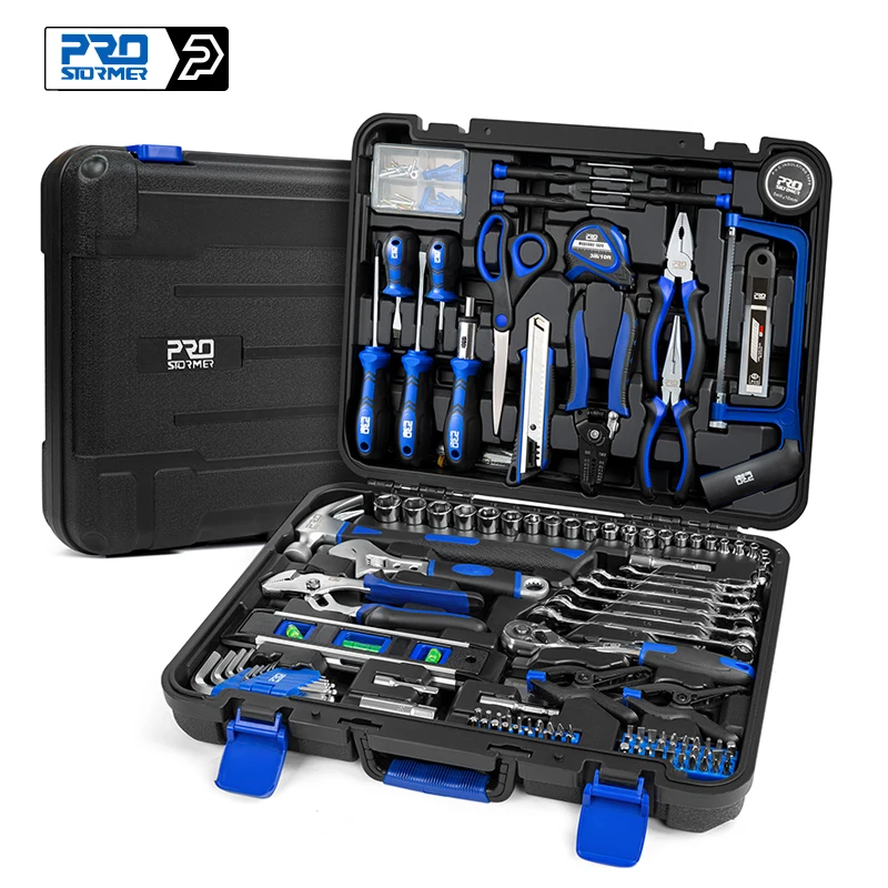 259Pcs Hand Tool Set DIY Home Repair Tool Kit Woodworking Tools Bag Car Repair Tool Set Wrench Saw Screwdriver By PROSTORMER