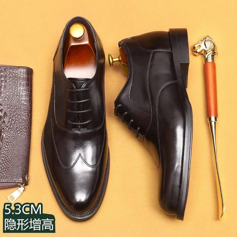 

Men'S Genuine Leather Vintage High Quality Shoes Luxury Wedding Formal Dress Classic Elegant Italian Black Shoe