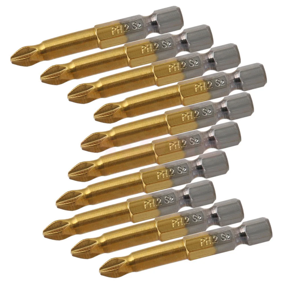 Tools Cross Bits 5/10Pcs 60*50mm Cross Drill Bit Gold Non-slip Screwdriver Titanium-plated High Quality Practical