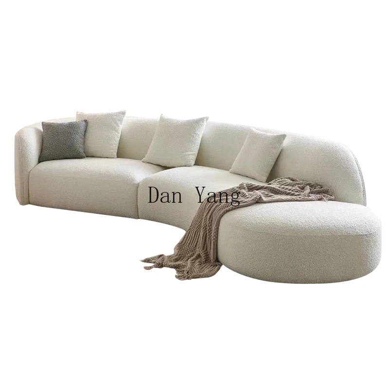 YJ curved lamb wool moon sofa living room modern light luxury minimalist special-shaped fabric sofa