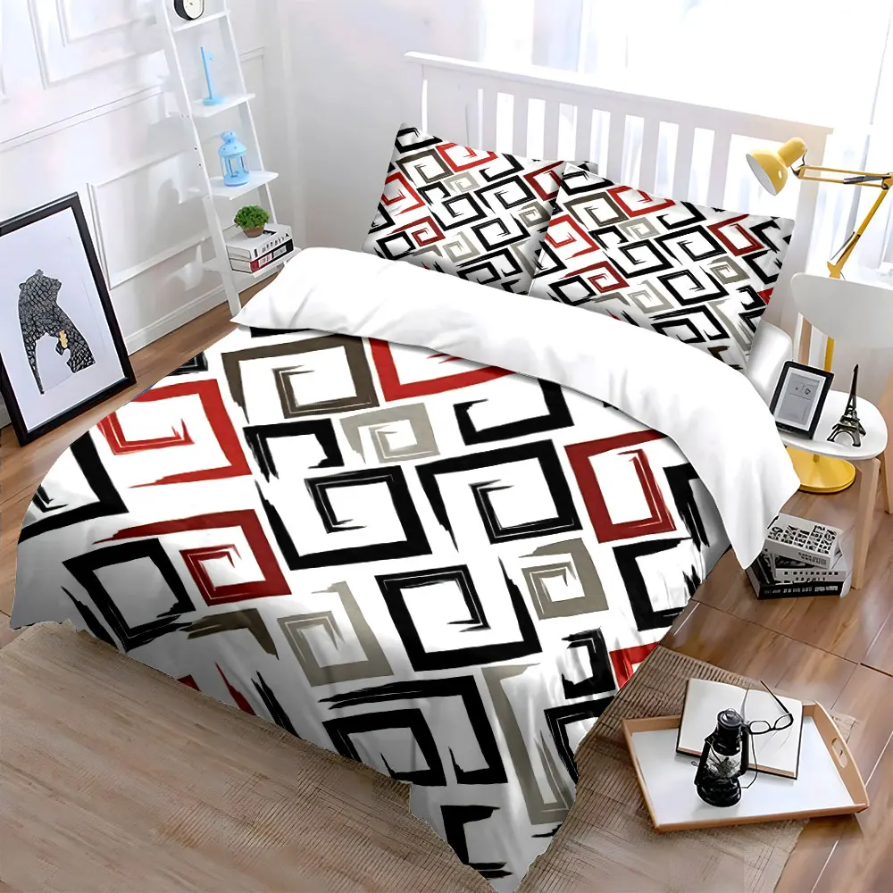 Abstract Spiral Geometric Pattern Design Duvet Cover Set with 3D Printing Design Soft Polyester Bedding Set All-Season Comfort
