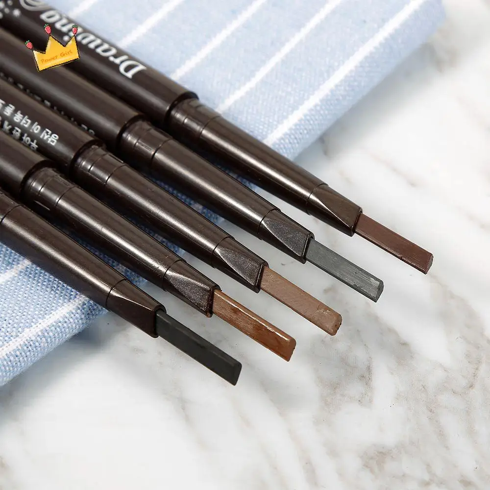 دوران تلقائي مع فرشاة برأسين بني أسود معززات الحواجب قلم حواجب ناعم قلم تحديد العيون