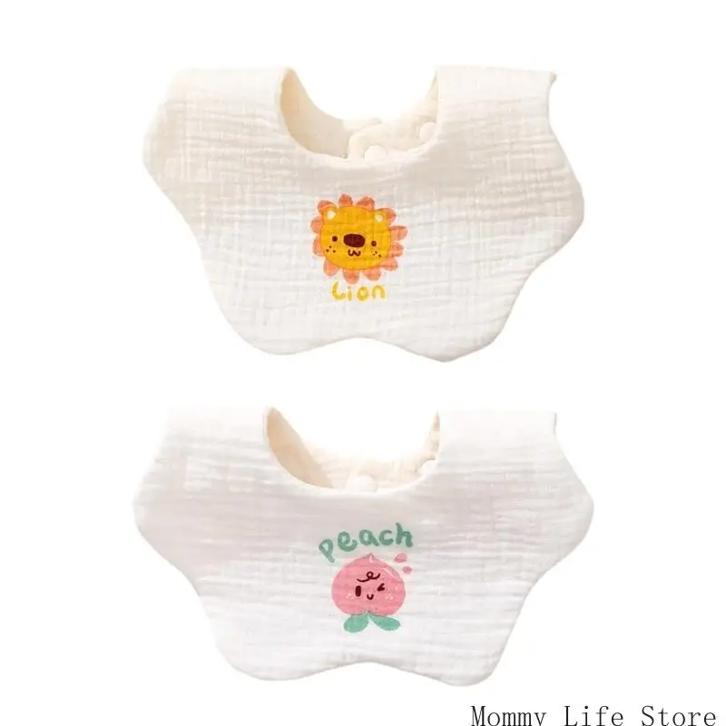 

Cotton Drooling Apron 360 Degree Rotating Burp Cloths Feeding Bib Petal Nursing Bib with Cartoon Pattern for Baby