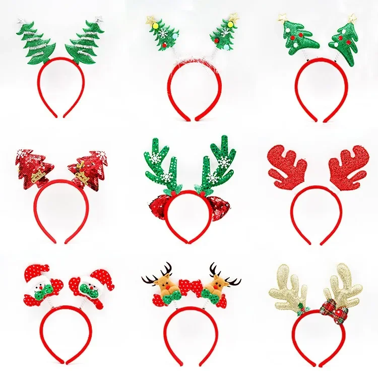 

2024 Christmas Headband Buckle Elk Antler Snowman Xmas Tree Headwear Natal Navidad Merry Christmas Decor Hair Clip Gift for Kids