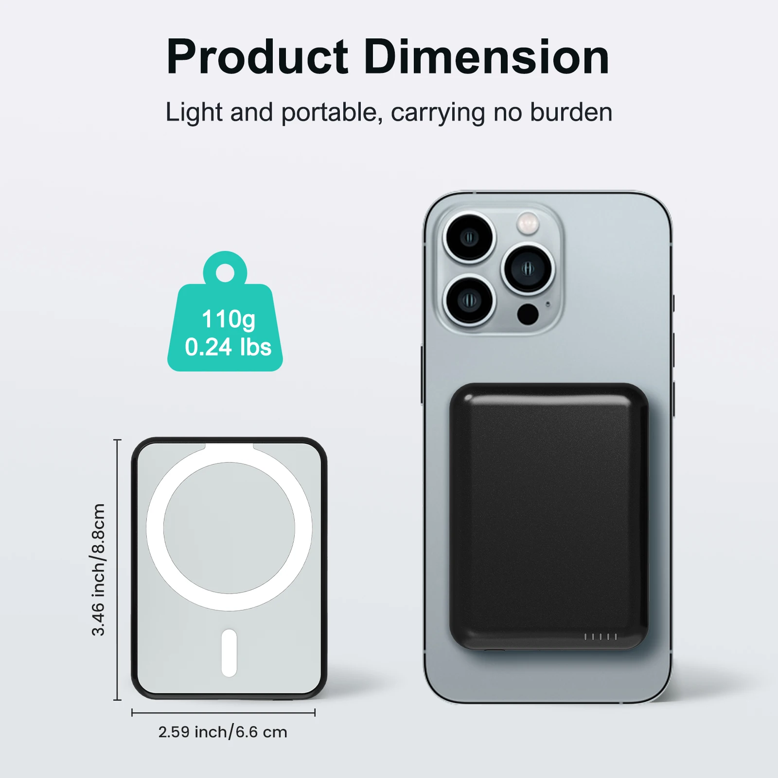 Banco de potência magnético fino sem fio carregamento rápido 5000mah carregador portátil 20w saída USB-C magsafe para iphone huawei samsung