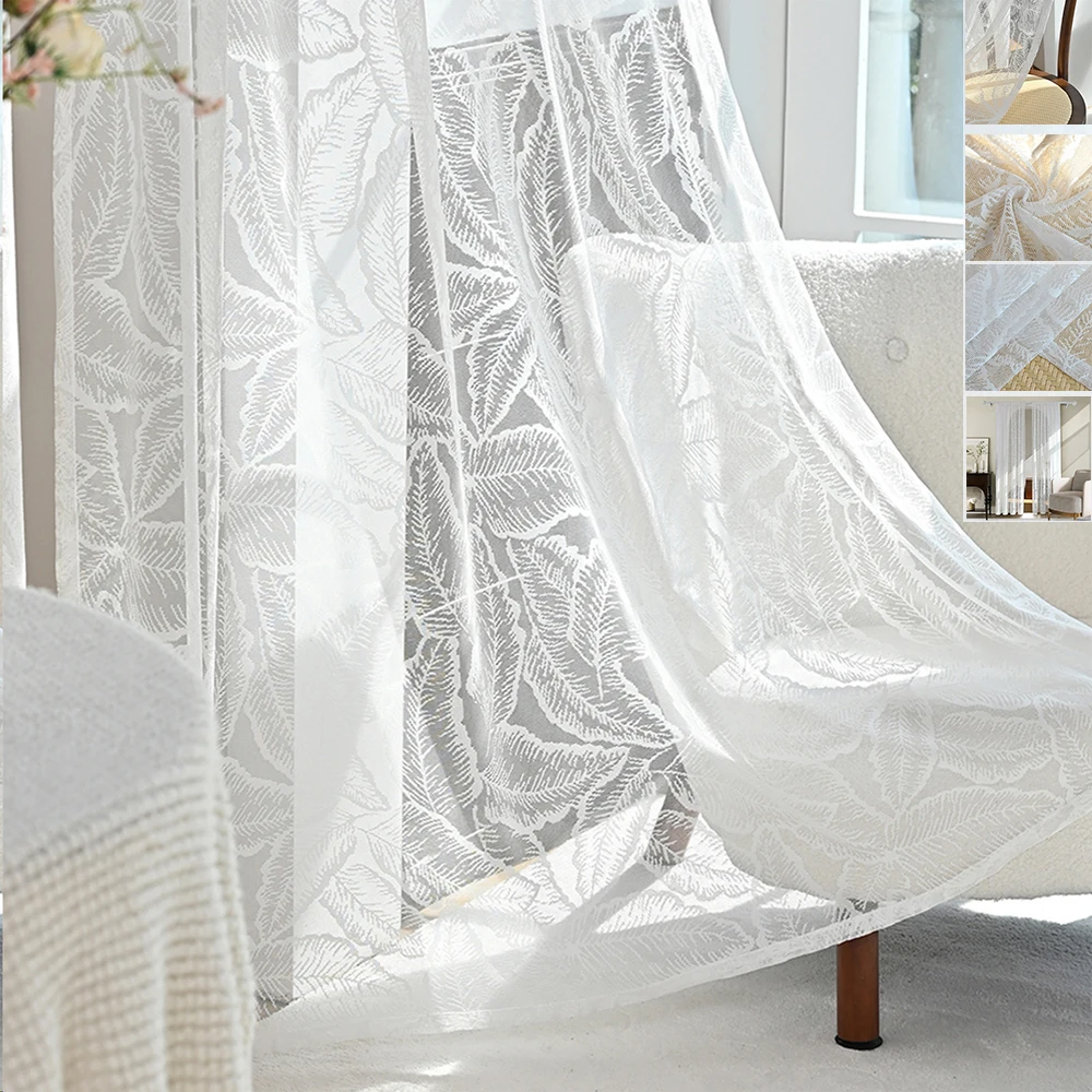 

1PC French Lace Curtain Rod Pocket White Tulle Window Blind Living Room Bedroom Supplies Breathable Screen Curtain Wedding Decor