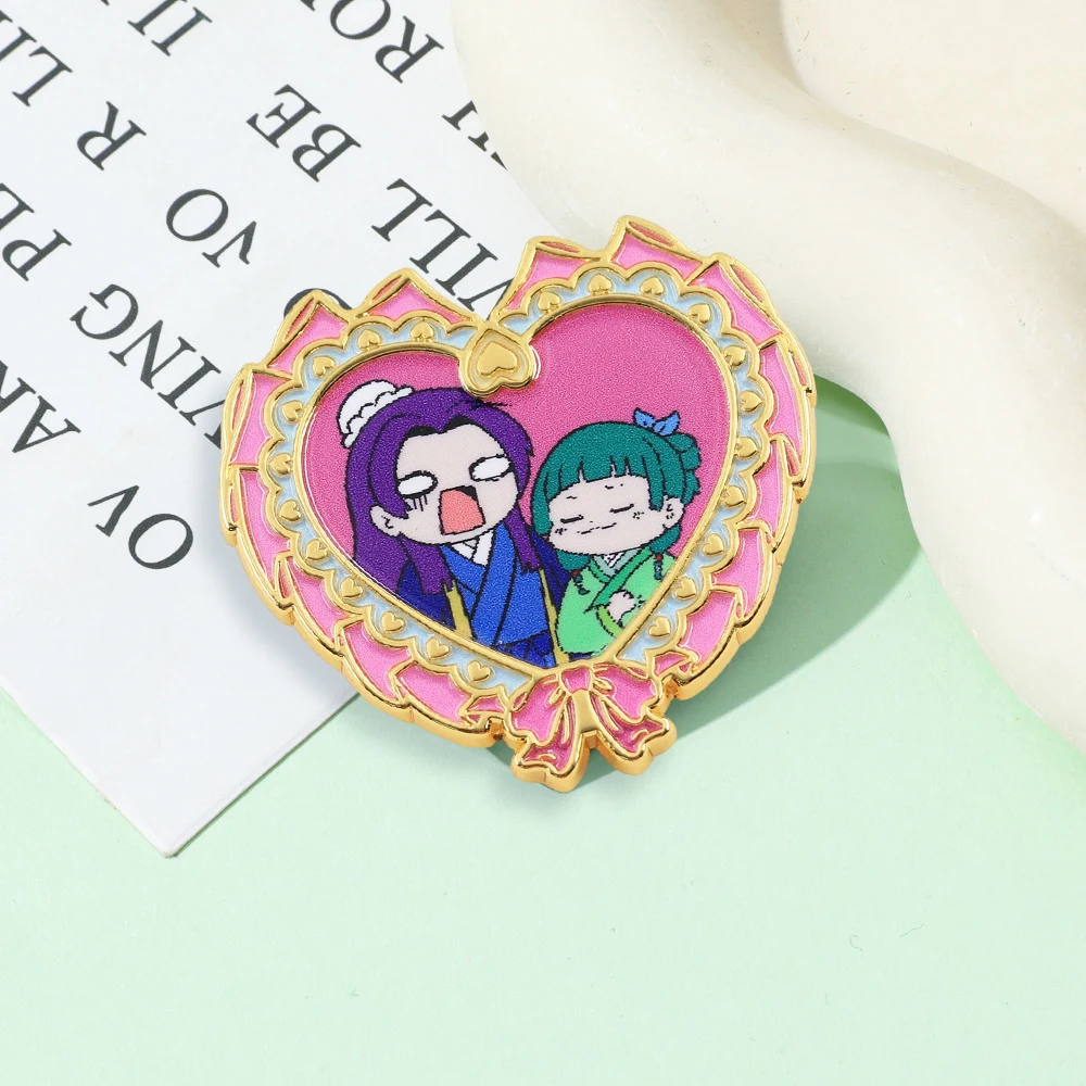Maomao And Jinshi Anime Character Enamel Brooch The Apothecary Diaries Lapel Pin Bow Tie Heart Badge Fan Gift Accessories