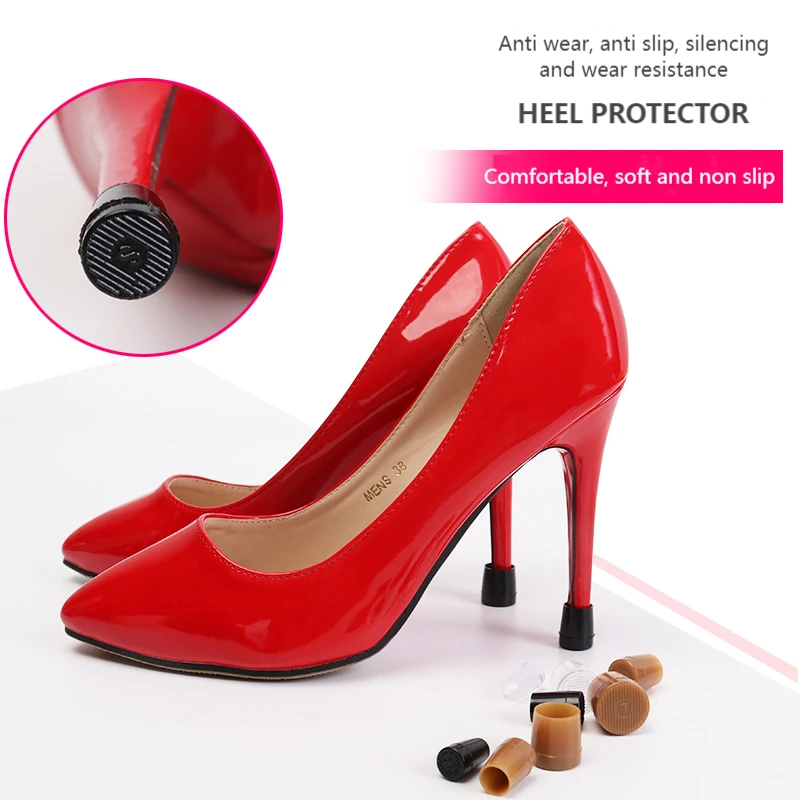 2Pcs Non-slip Wearable Heel Cover Round Woman High Heels Protective Cover TPU/PVC Material Soft Damping Silencer Heel Protector