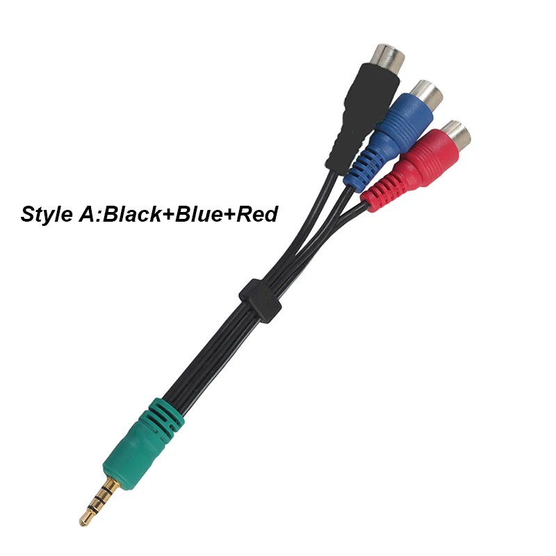 Cabo video de 3.5mm 4-polo aux macho ao componente ypbpr 3 rca fêmea adaptador verde azul vermelho 3-rca linha externa para samsung tv pc
