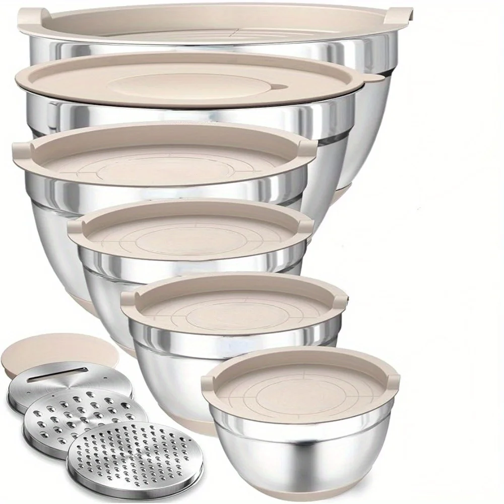 

9pcs, Mixing Bowls With Grater Stainless Steel Bowl Salad For Food Storage, Meal PrepSalad And More, Kitchen Gadgets