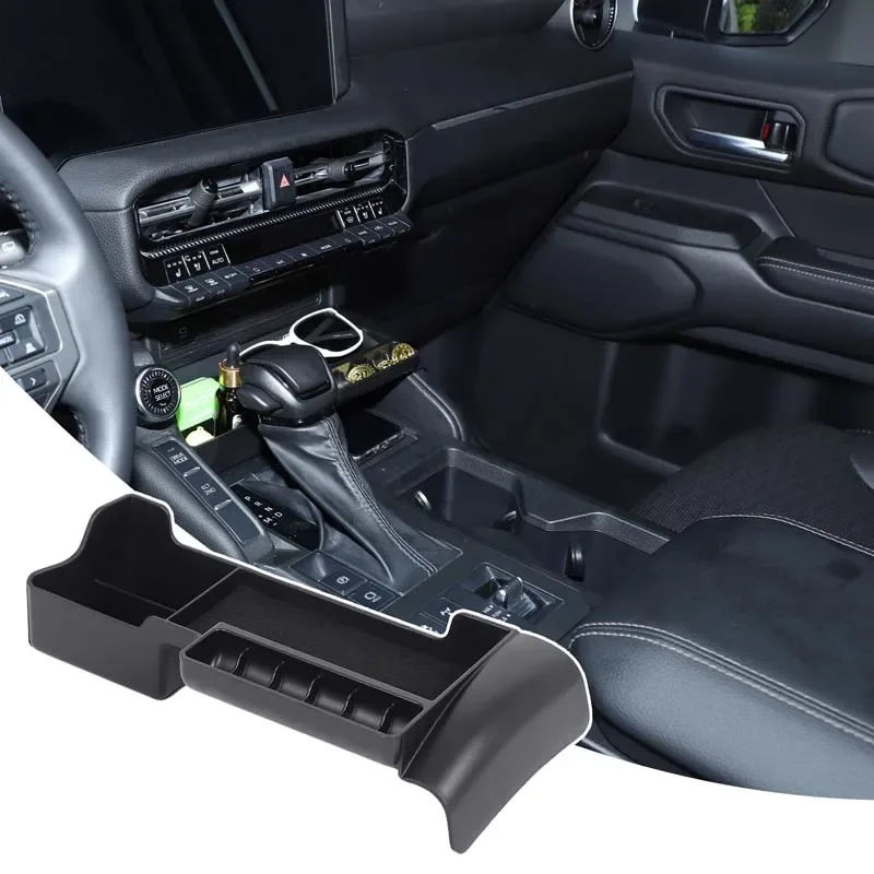 For Toyota Land Cruiser Prado 250 LC250 2024+ ABS Black car central control gear front storage box mobile phone tray accessories