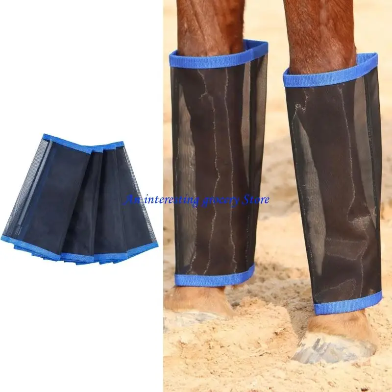 652D Upgraded Leather Reinforced Horse Leg Guards Adjustable Horse Fly Leg Wraps Fit Outdoor Equestrians Use