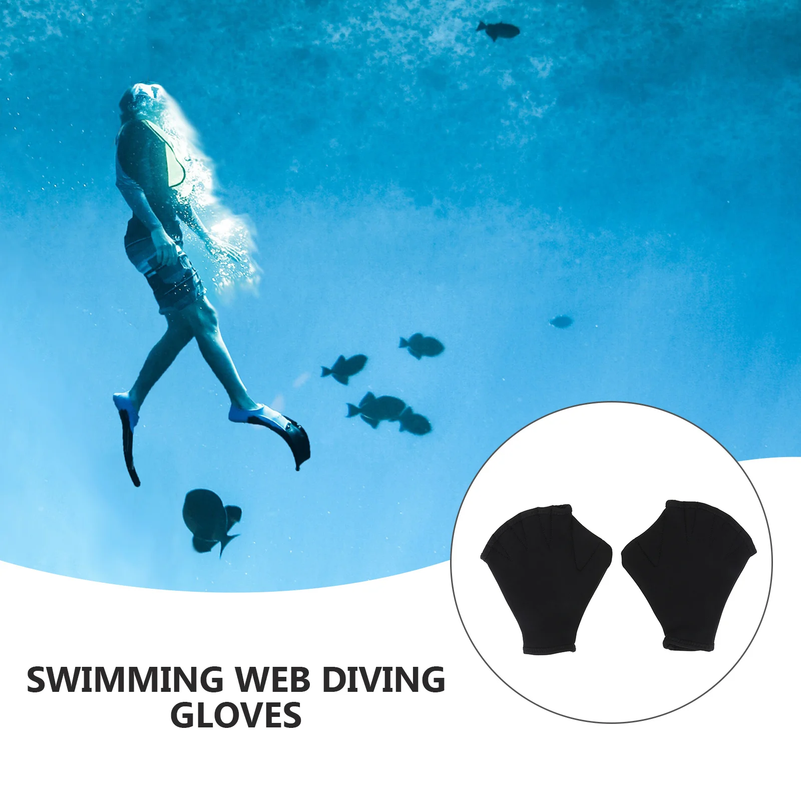

1Pair Swimming Gloves Webbed Fingerless Diving Gloves Soft Breathable Sun Protection Swim Training Black Webbed Paddles