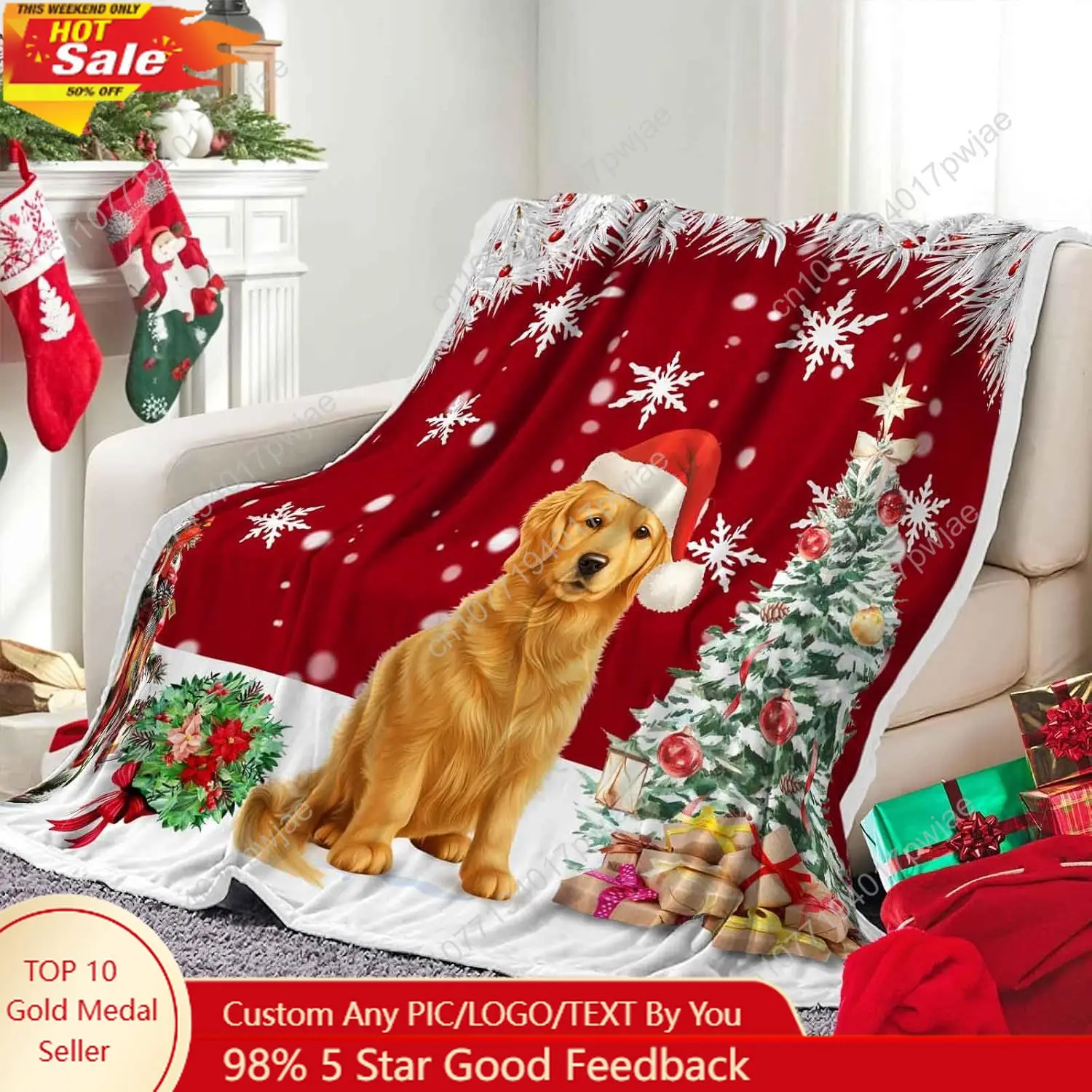 

Christmas Throw Blanket Soft and Warm Throw Blankets for Couch Sofa Bed Winter Holiday Snowflakes Cute Dog Decorative Cozy Blank