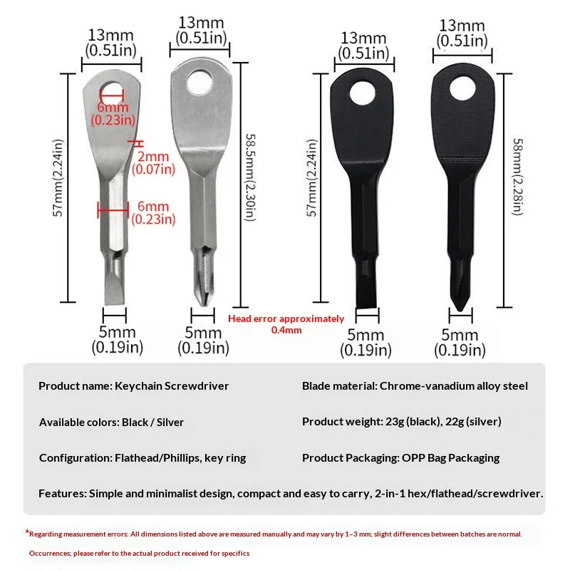 Keychain Pocket Screwdriver Mini Flat Phillips Screwdriver Portable Key Ring Gadget for Outdoor Camping Daily Repair Tool