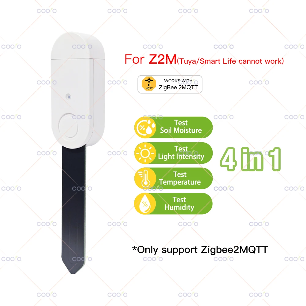 Tuya Zigbee Bodenfeuchtigkeitssensor Temperatur Luftfeuchtigkeit Lux Fruchtbarkeit 3/4/5 in 1 Blumen Pflanzen Bodenwasser-Mangel-Tester für Z2M