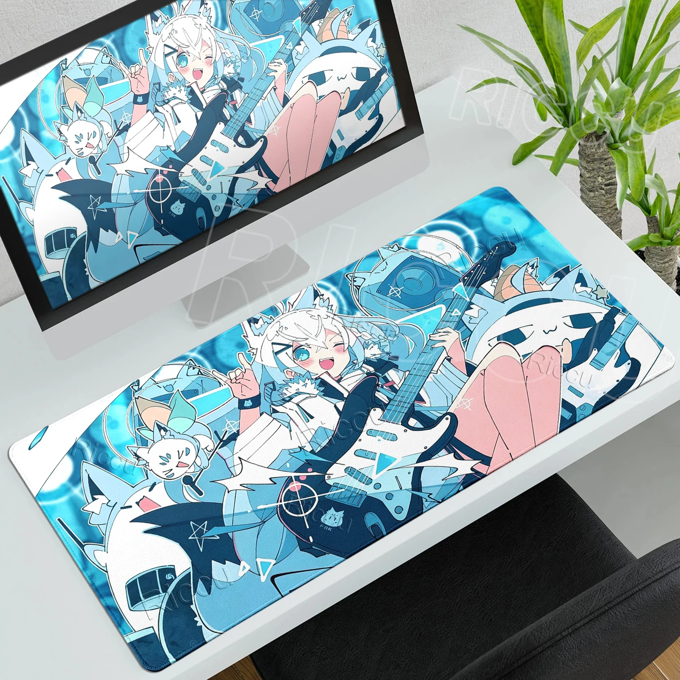 Shirakami Fubuki Aesthetics Mouse Pads Hololive Extended PC Gaming Keyboard Rug Offices Desk