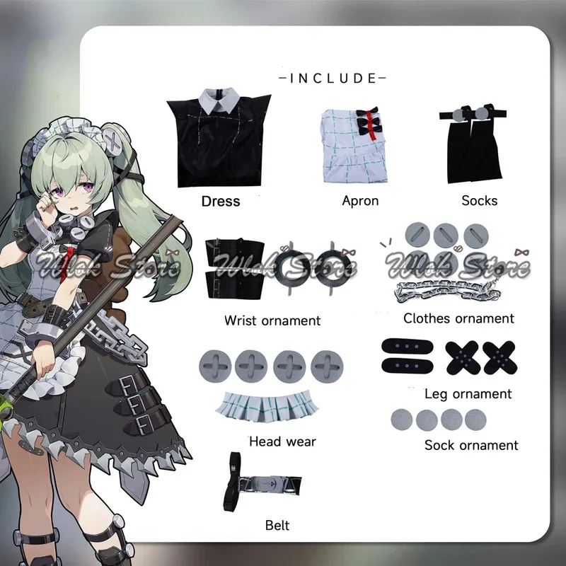 AAA 2025 NEUES Spiel Zenless Zone Zero Corin Wickes Cosplay Kostüm Dienstmädchen Kleid Socken Kopfbedeckung Frauen Halloween Party Uniformen Perücke Po