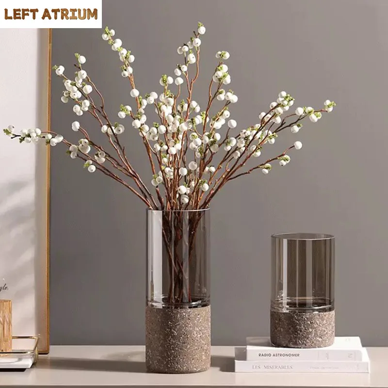 

Minimalist European Transparent Glass Vase Hydroponic Flower Pots Decorative Desk Decoration Cylinder Vases Modern Home Decor
