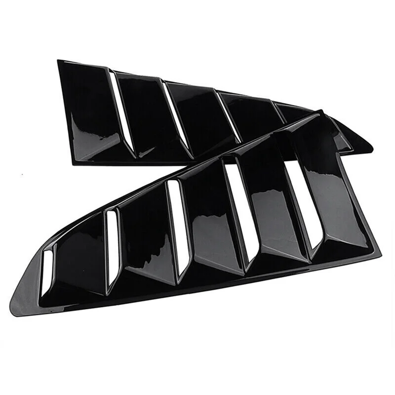AC54-Gloss acabamento preto ventilação lateral traseira quarto janela persiana capa guarnição janela traseira grelha capa para ford mustang 2015 +