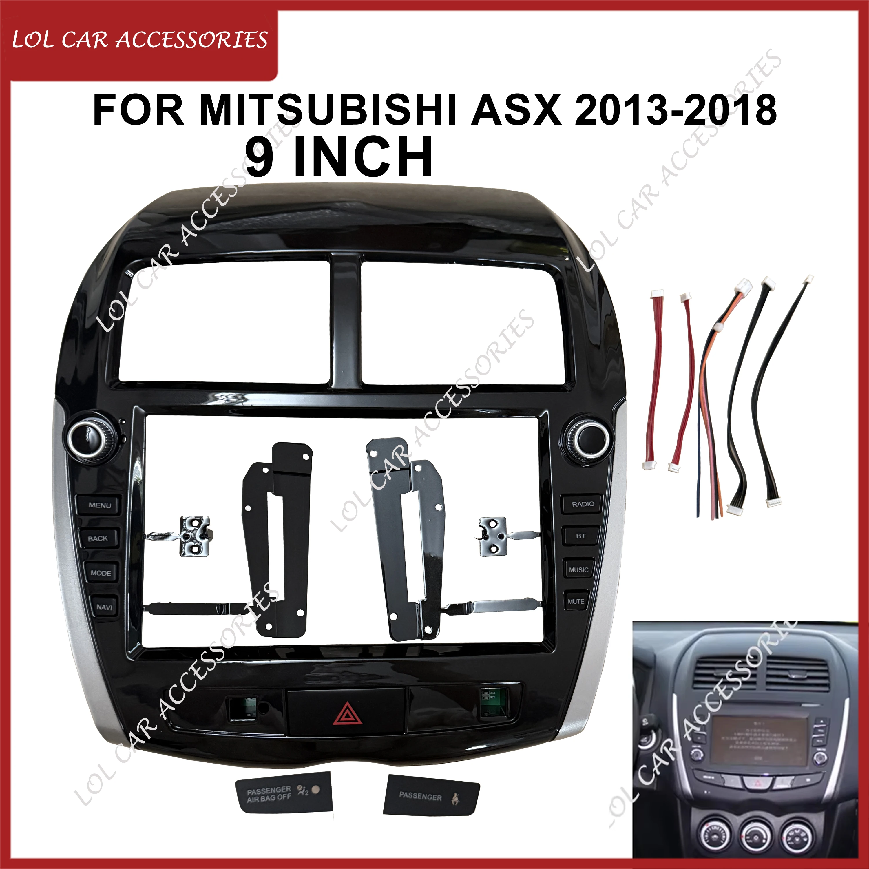 9 Inch For Mitsubishi ASX 2013-2018 Car Radio DVD GPS MP5 Stereo Android Player 2 Din Head Unit Panel Fascias Dashboard Frame