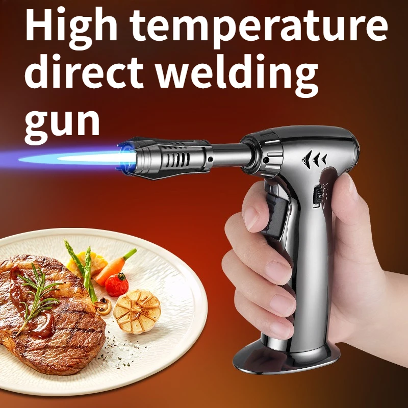 NEW Intense Blue Flames Shoot Straight Towards The Three-fire Spray Gun Windproof Outdoor BBQ Cigar Accessories