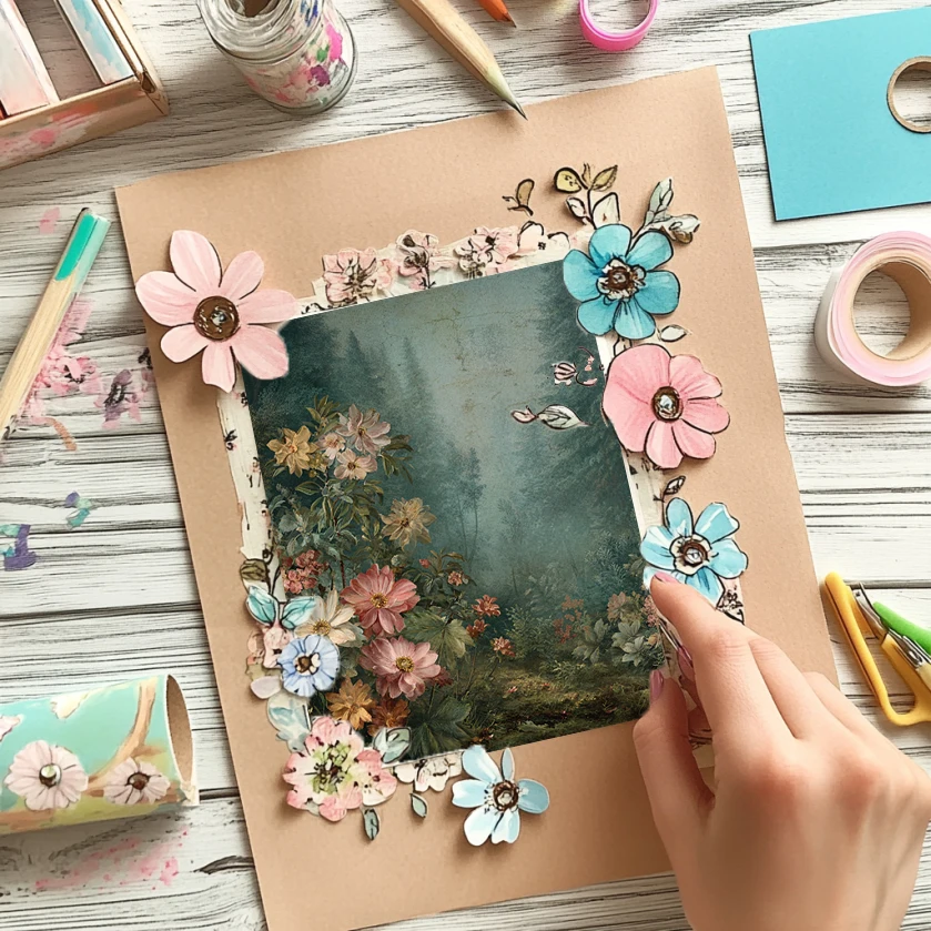 36 Sheets Scrapbooking Paper 6"x6": Hand-drawn Botanical Sketch Prints for Origami, Scrapbooking & Boho Crafts