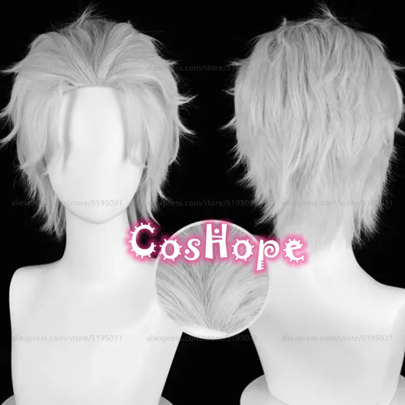 

Hajime Umemiya Cosplay Wig Unisex 30cm Short Frizzy Silver White Wig Cosplay Anime Cosplay Wigs Heat Resistant Synthetic Wigs