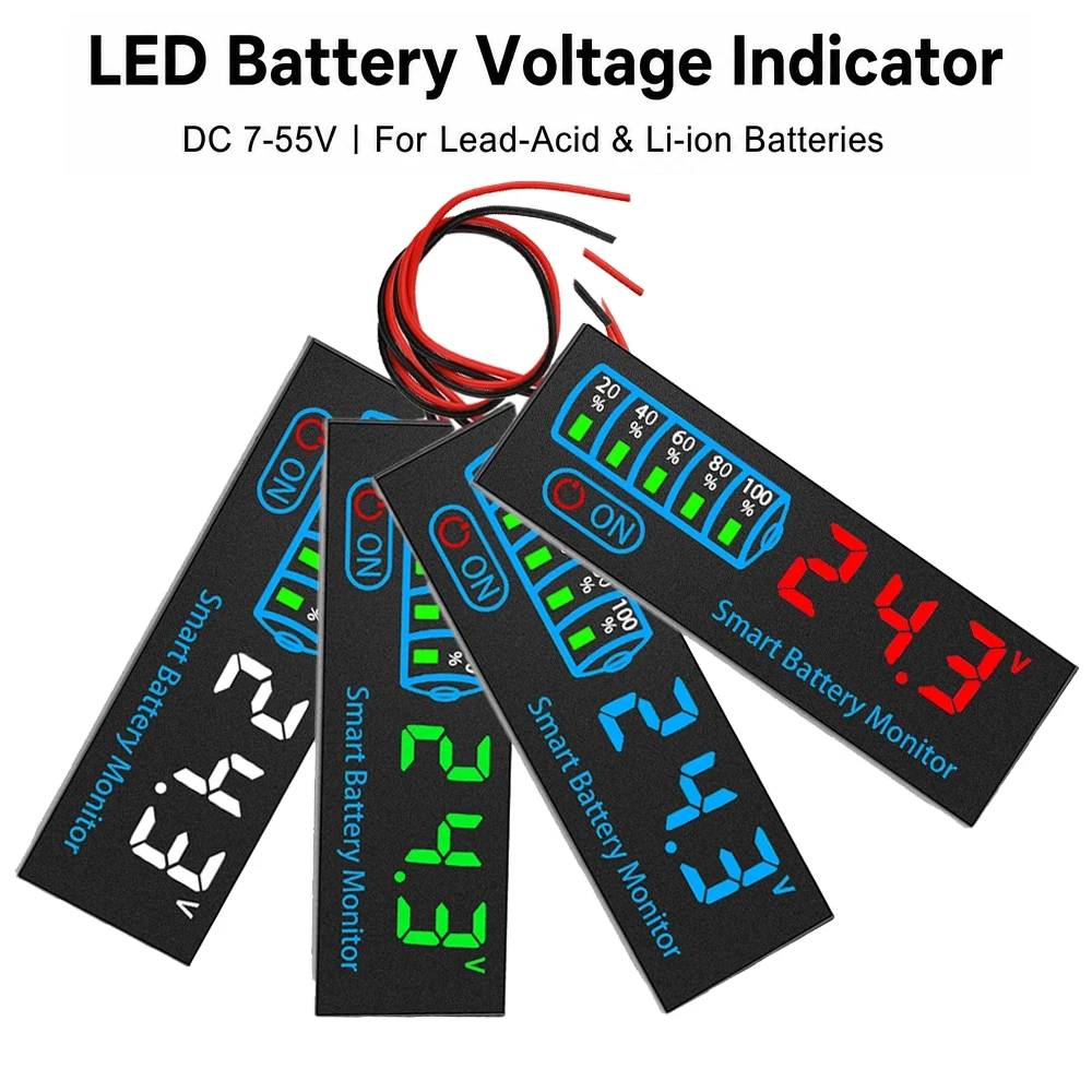 DC7-40V Battery Level Indicator 12V 24V 36V 48V Acid/Lipo Lithium Battery Capacity Board Voltage Battery Charging Tester