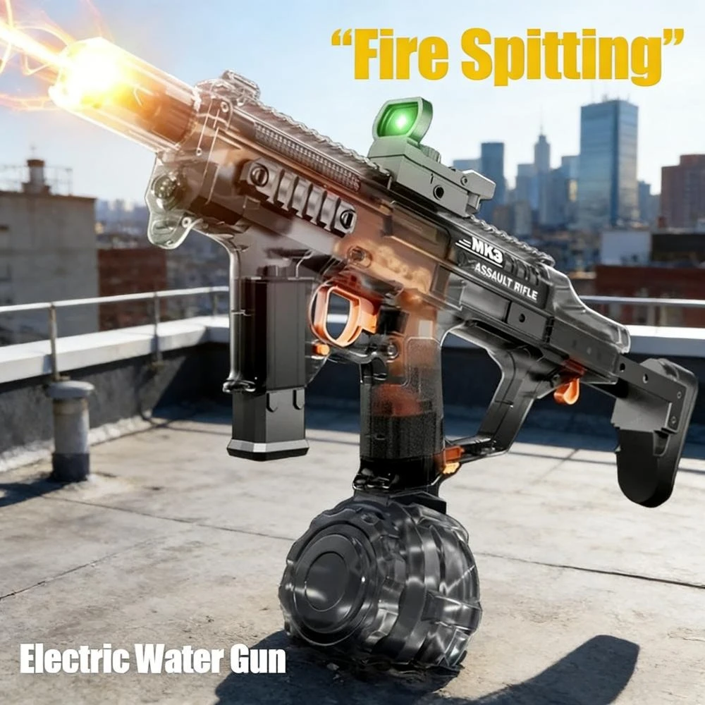 Upgraded MK3 Automatic Water Gun Large-Capacity High-Pressure Water Blaster with LED Flash Light Summer Toy for Adult
