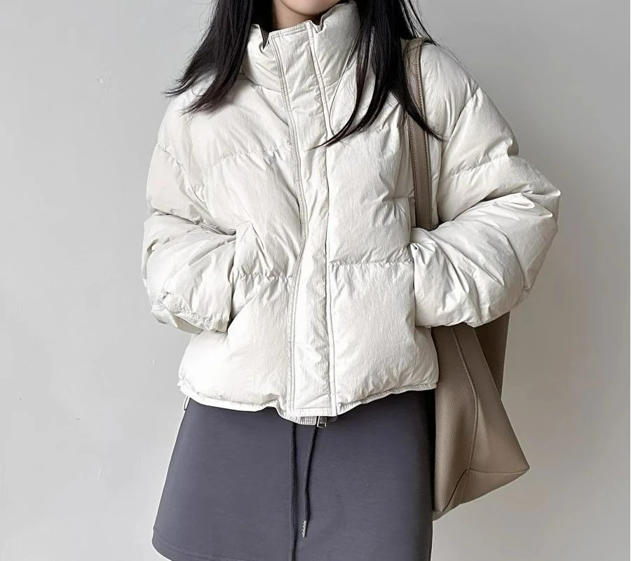 

Color Block Stand Collar Cotton Jacket for Women 2025 Winter New High-end Loose Warm Short Cotton Coat