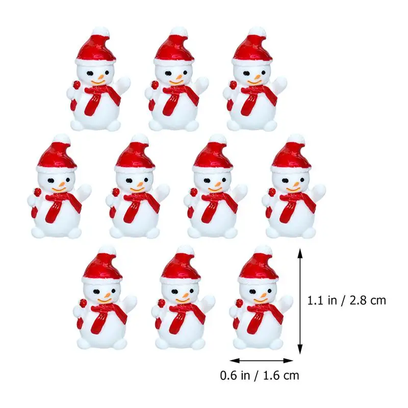 10pcs Christmas Mini Snowman Resin Ornaments Xmas Mini Snowman Diy Miniature Ornaments Micro
