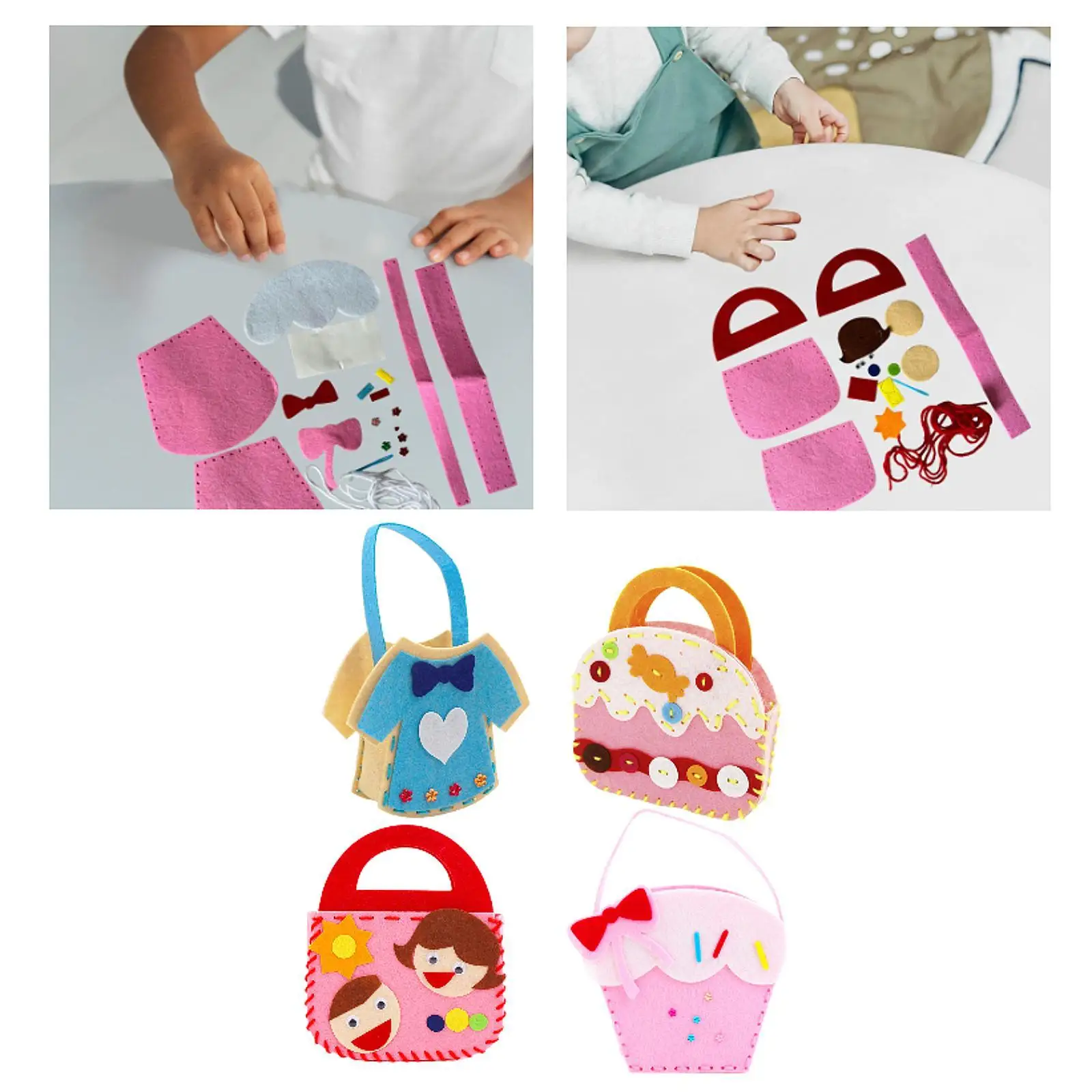 DIY Sewing Kit Educational Toys Learn to Sew Handbag Material Lovely Child Sewing Crafts Supplies for Classroom Party Favors