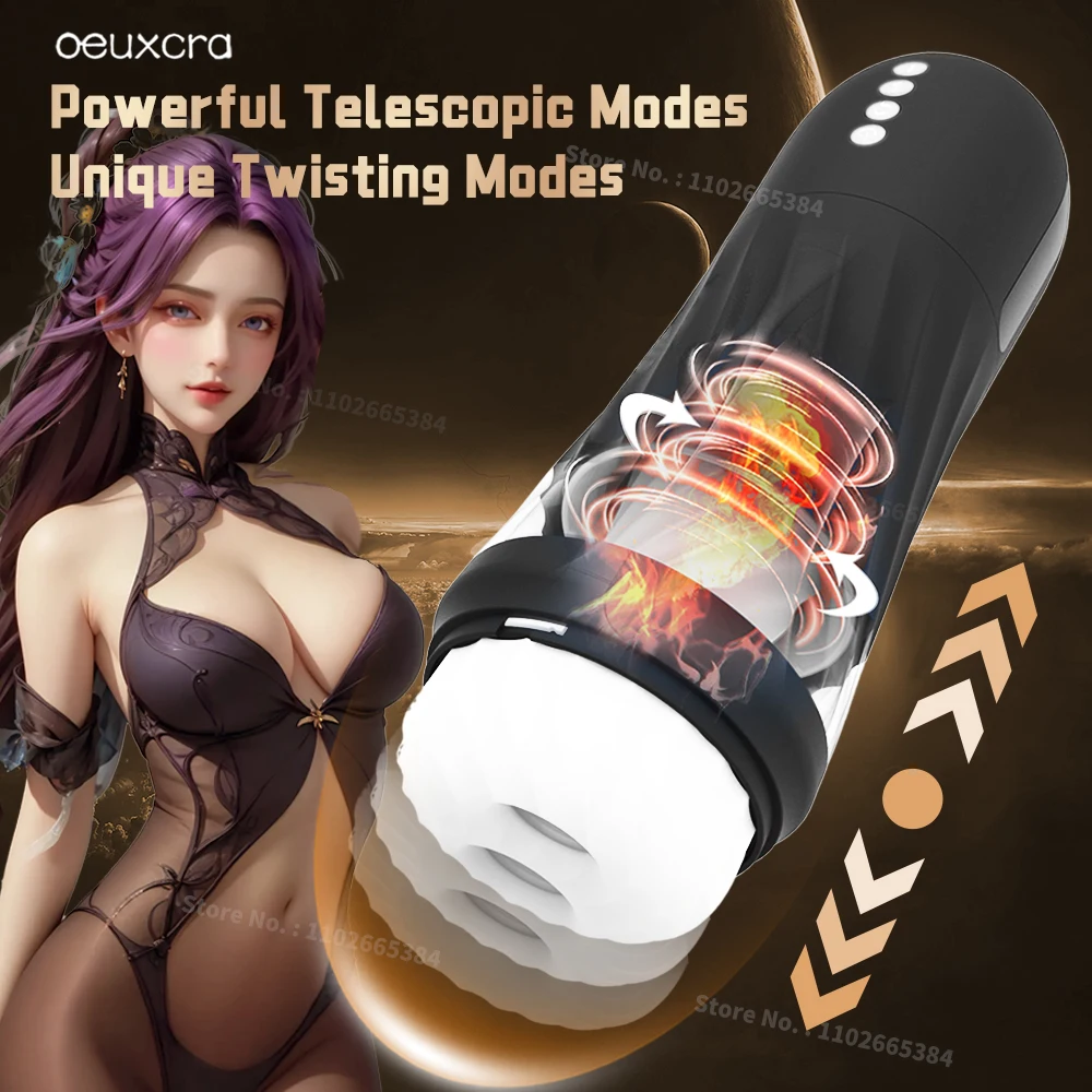 Automatic Telescopic Male Masturbator Rotating Masturbation Cup Sex Toy for Men Goods Blowjob Vagina Vibrator Adult Erotic Toys