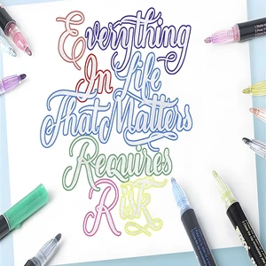 8/12/24 Màu Double Line Contour Contour Bút, Điểm đánh dấu kim loại tự giải quyết các bút thiết kế viết long lanh để viết thiệp Giáng sinh 8 Ghim bán hàng chính với độ bóng - №3