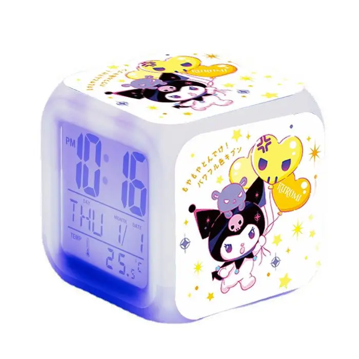 Sanrios Kuromi جديد لطيف الكرتون ساعة منبه إلكترونية طالب المهنية سطح المكتب الموقت متعدد الوظائف ساعة مضيئة صامتة #5