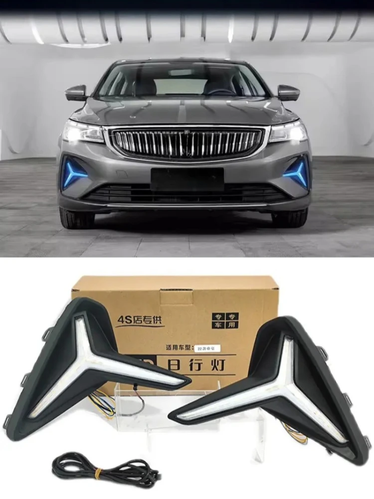 

For Geely Emgrand 2022-2025 Car Led Daytime Running Light Dymanic Turn Signal Front Fog Lamp Modification 12V Daylight Accessory