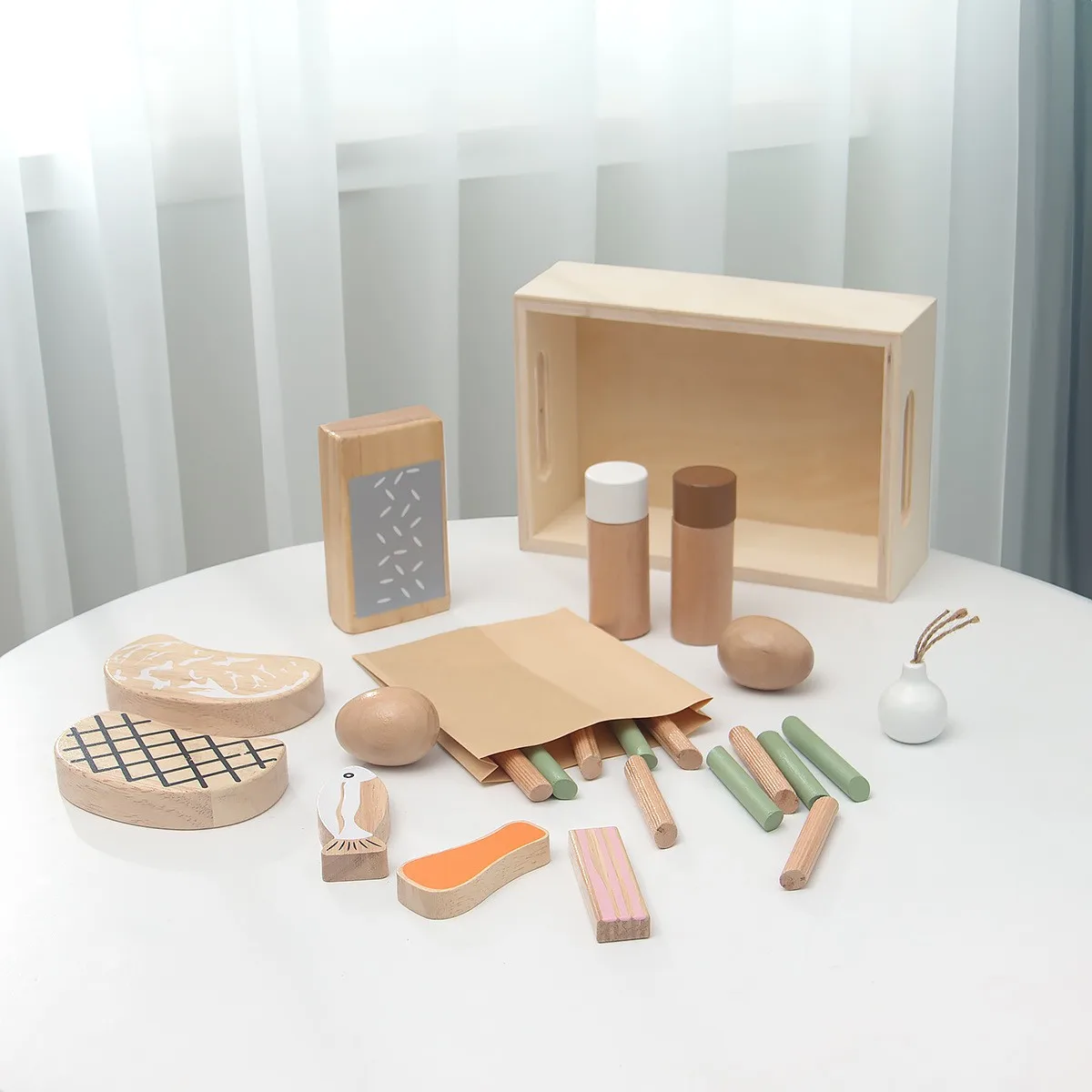 어린이 요리사 나무 음식 모델 촬영 소품, 어린이 집 애프터눈 티 장난감, 홈 케이크 장식