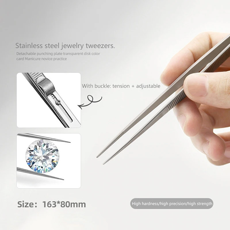 Repairing Professional Stainless Steel Tweezers Jewelry Fixed lock for DIY Diamond Gem Jewelry Making Tools Multipurpose Clip