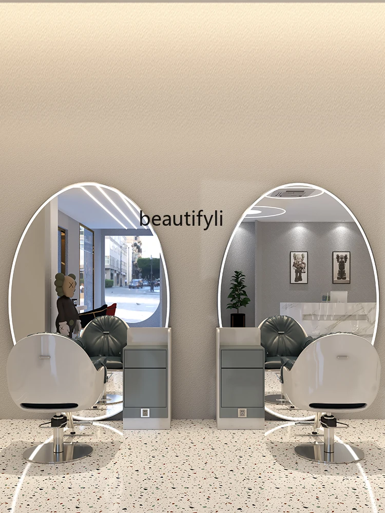 

Hair Salon Double-Sided Floor Large round Mirror Led Full Body round Barber Shop for Hair Salon Dressing Table