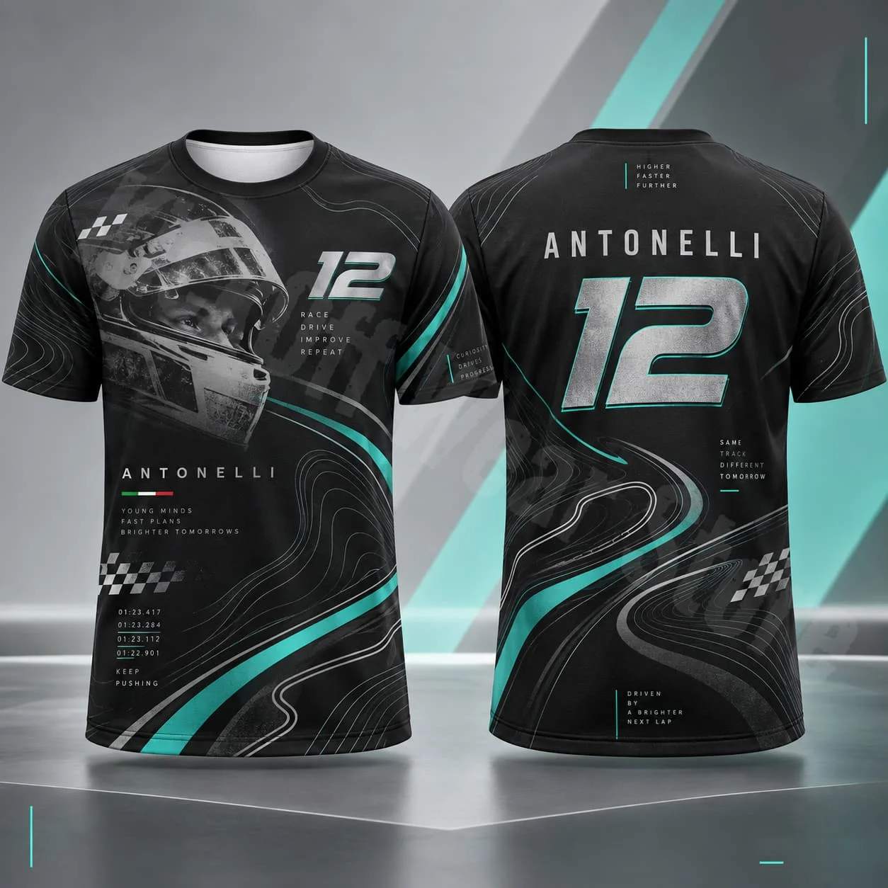 Antonelli 12 Herren-T-Shirt, Sommer-Rennsport-Design, Grafik-T-Shirt, lässige Streetwear, T-Shirt für Motorsport-Fans, Unisex, für Damen und Herren, zum täglichen Tragen. – Detail 6