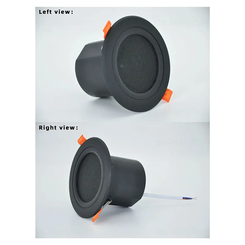 B68C 2 pezzi altoparlante domestico da soffitto da 3 pollici 10W altoparlante musicale a gamma completa a prova di umidità con copertura sistema audio domestico di moda nero